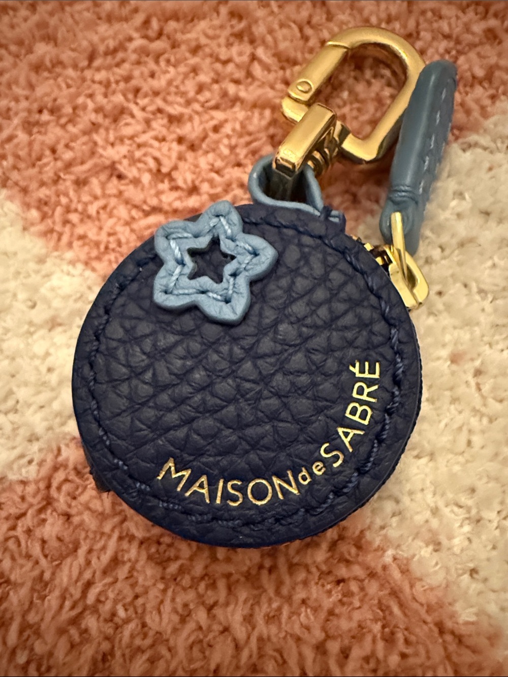 Madison de Sabre Navy Leather Mini Pouch Keychain- Authentic. 💙💙